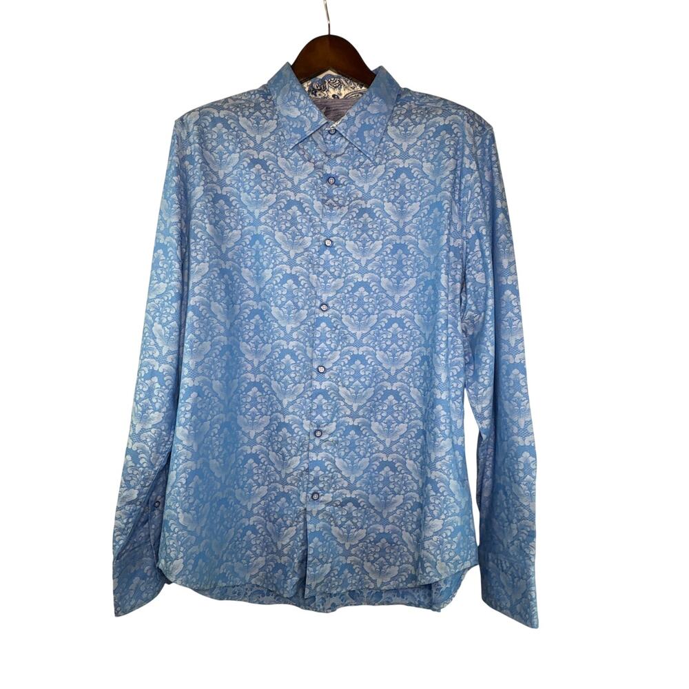 Men’s Robert Graham 3XL Powder Blue Paisley Dress Short